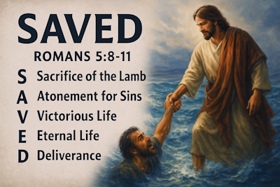 Saved for all eternity through the blood of the lamb.